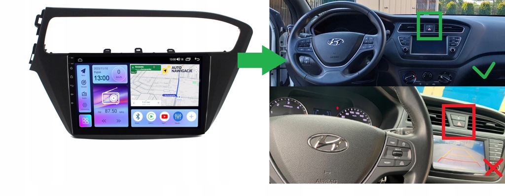 RADIO NAWIGACJA GPS HYUNDAI I20 2016-2019 ANDROID CARPLAY 8/128 GB