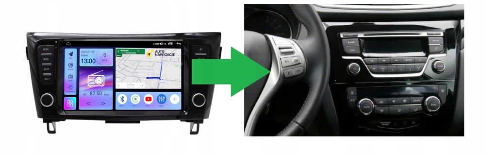 RADIO NAWIGACJA GPS NISSAN QASHQAI X-TRAIL 2014+ ANDROID 8/128 GB