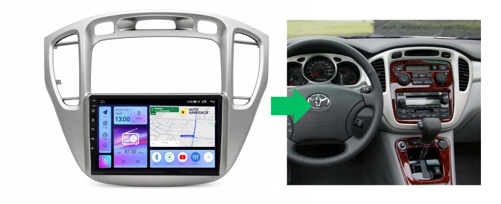 RADIO NAWIGACJA GPS TOYOTA HIGHLANDER 2001-2007 ANDROID CARPLAY