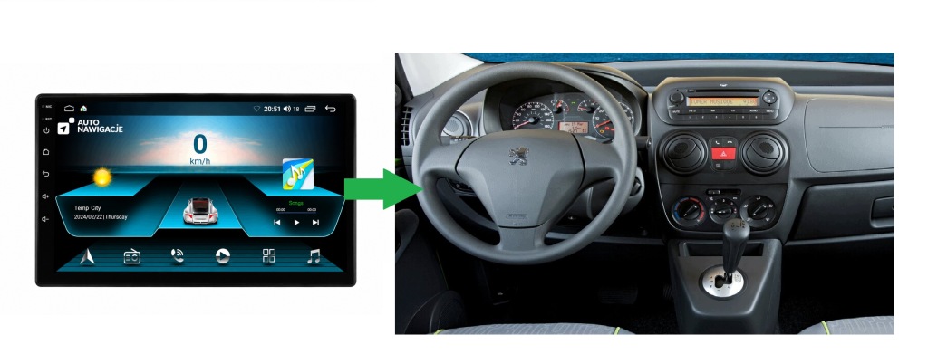 RADIO NAWIGACJA GPS FIAT FIORINO 2008-2017 ANDROID CARPLAY 64GB BLUETOOTH