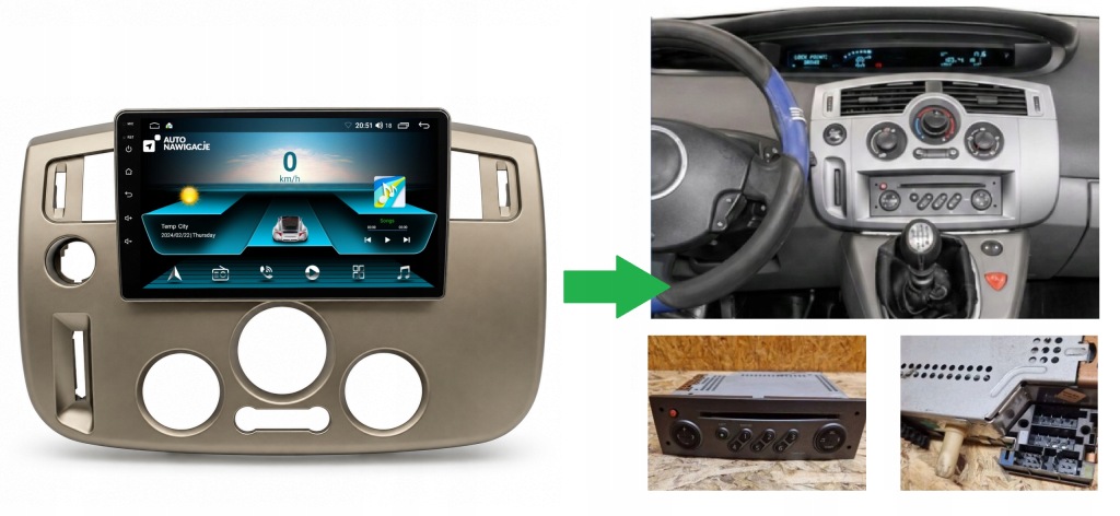 RADIO NAWIGACJA GPS RENAULT SCENIC 2003-2009 WIFI CARPLAY ANDROID 64GB